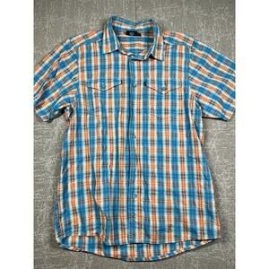 Kavu Mens Plaid Button Front Short Sleeve Outdoor Shirt Size M